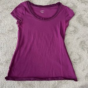 EUC Women's LOFT Scoop Neck Short Sleeve Top size XS in Purple